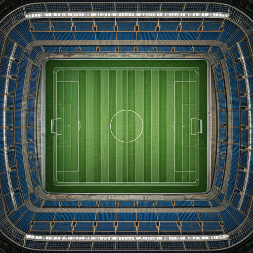 aerial view of a professional football stadium at night